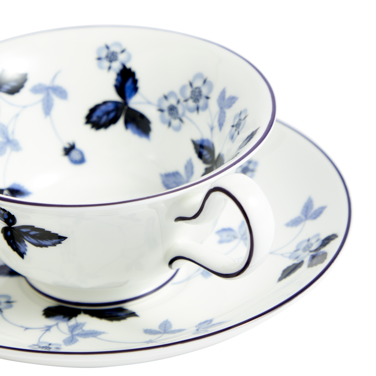 Wild Strawberry Inky Blue Teacup & Saucer Peony - Wedgwood® Wild Strawberry Inky Blue Teacup & Saucer Peony - Wedgwood®